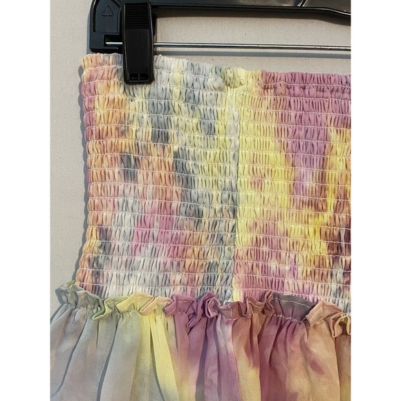 Skylar Madison Smocked Ruffled Tiered Mini Skirt Sz L Large Rainbow Colored NWT - Picture 3 of 11